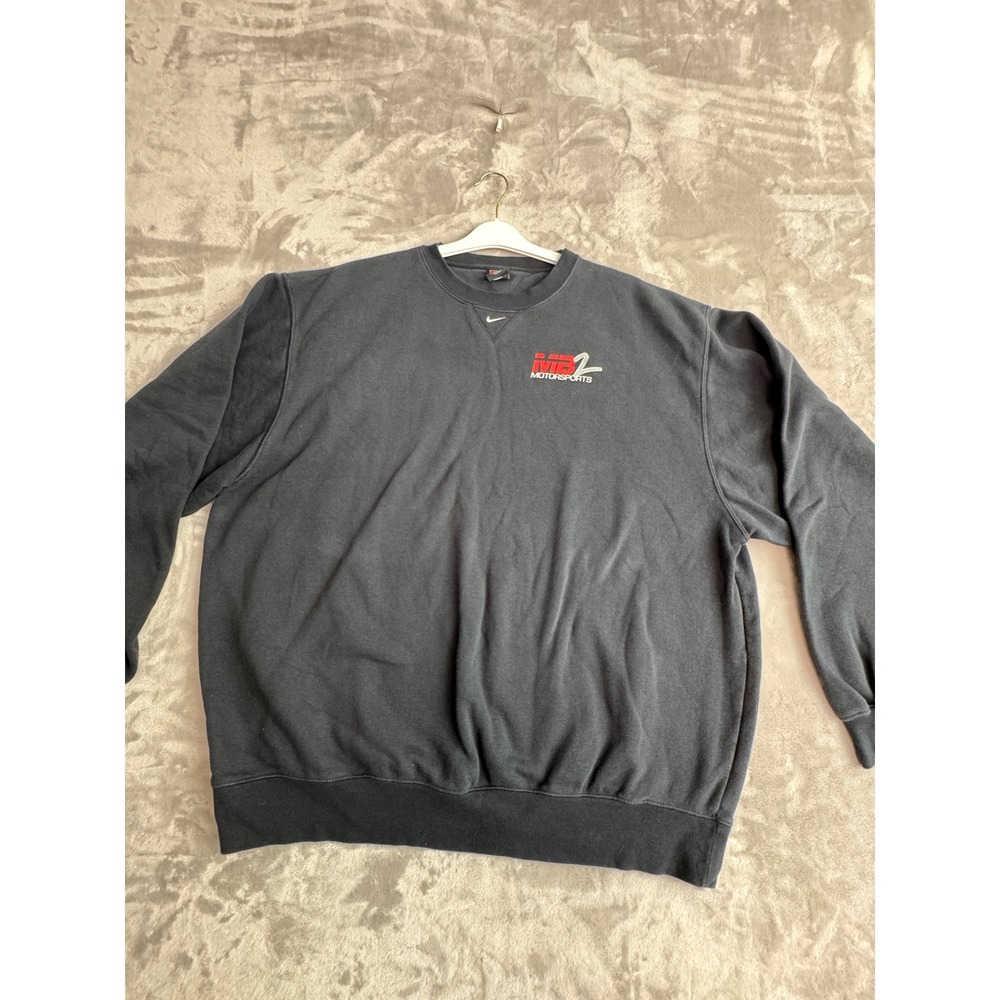 Nike Team MB2 Motorsports Crewneck Sweatshirt Mens XXL Black Vintage Racing Y2K
